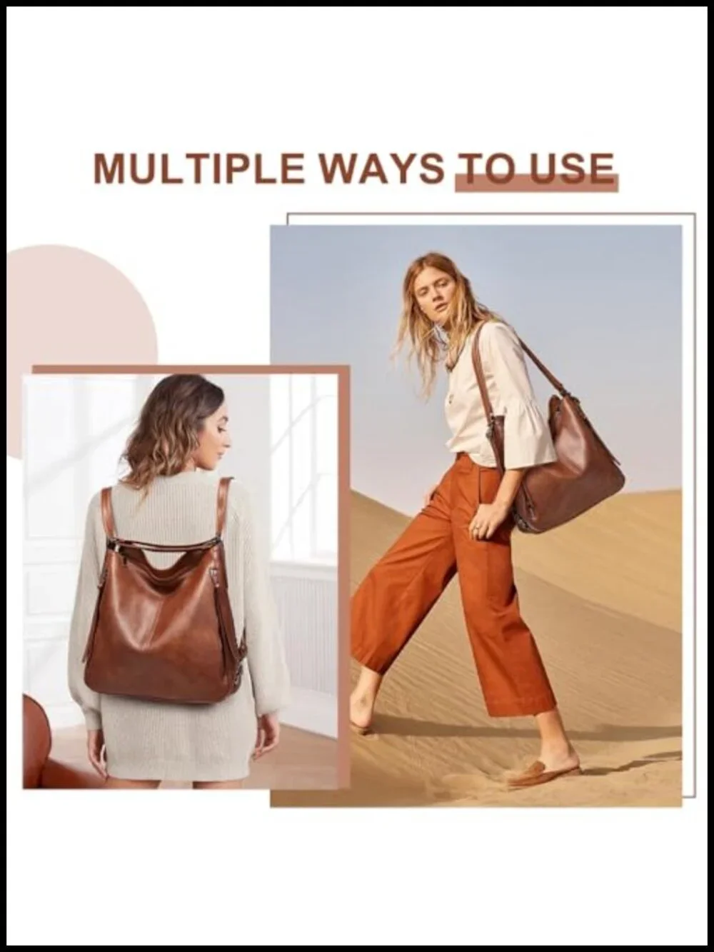 PU Leather Hobo Crossbody Bag Set 3 in 1 Convertible Shoulder Satchel